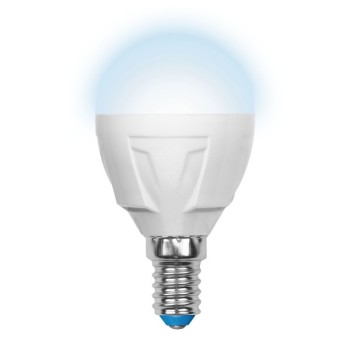 LED-G45-7W/NW/E14/FR PLP01WH Лампа светодиодная. Форма "шар", матовая. Серия Palazzo. Белый свет. Картон. ТМ Uniel.