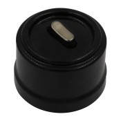 Ретро выключатель перекрестный, пластик, черный, кнопка бронза, серия Лизетта металл, Bironi