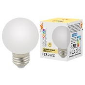 LED-G60-3W/3000K/E27/FR/С Лампа декоративная светодиодная. Форма "шар", матовая. Теплый белый свет (3000K). Картон. ТМ Volpe.