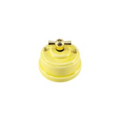 Выключатель поворотный двухклавишный, фарфор, giallo (желтый), ручка золото, Leanza